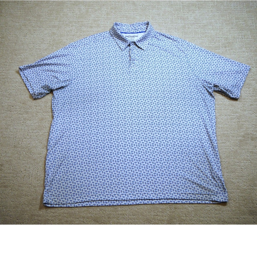Johnston & Murphy Performance Mens XL Paisley Polo Shirt Blue Orange White Golf